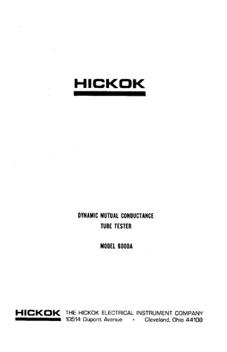 Hickok 6000a tester - hickok,