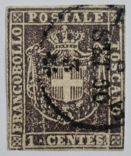 ITALIA TOSCANA RARA 1860 1c Bruno €1.500. Sa17. Wavy Line Wmk. MOLTO BELLO come foto