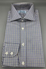 Camicia a quadri Hilditch & Key blu, grigia, bianca e nera, UK:16, EU:41, PREZZO AL PUBBLICO: £ 175!  