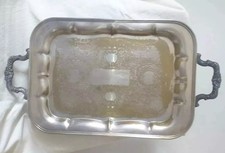 Vassoio argento Sheffield ENGLAND Antico  Rettangolare con 2 Manici E 4 Piedi 