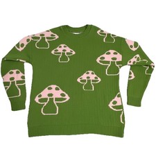 ASOS DESIGN Knitted Sweater With Mushroom Design In Green Size Medium