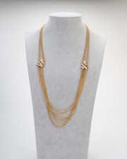 Collana donna multi-filo lunga dorata oro stile vintage antica handmade italiano