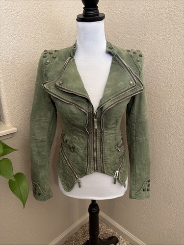 Giacca denim con borchie verde