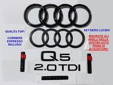 Kit Stemmi Logo Anelli Audi Q5 SQ5 Ant +Post + 2.0 TDI + 2 SLINE + QUATTRO 08-20