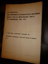 Posizione Movimento Studentesco Milanese TESI BERLINGUER PCI 1971 ciclostile