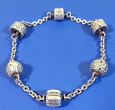 Bracciale Pandora 5 CLIP 8" Argento 925 + Margherita "S" Crazy CHARMS HTF Fuori Produzione!
