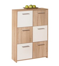 CREDENZA BUFFET 6 ANTE FINITURA ROVERE E BIANCO, 77X30X115 CM
