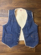 Gilet Levi's Denim foderato sherpa vintage anni 70 80 con etichetta arancione XL uomo