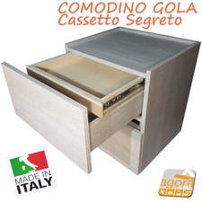 Comodino Design fin.legno a rilievo 2 cassetti+cassetto segreto push in betulla