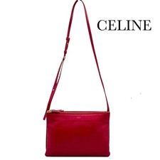 Borsa a tracolla CELINE Trio in pelle rossa autentica