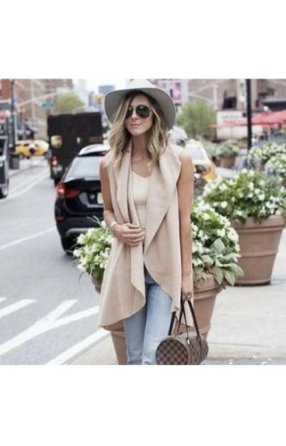 Gilet aperto beige