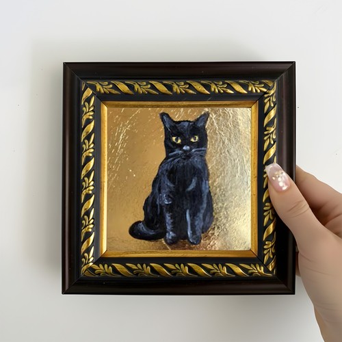 Dipinto olio gatto nero