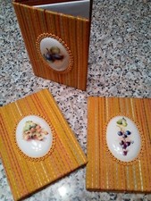 3 BOMBONIERE NOTES PORCELLANA TESSUTO MARCA BOAN