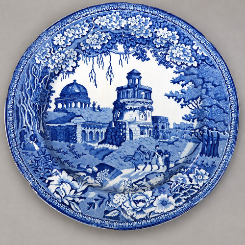 Antico piatto john rogers - antico, blu