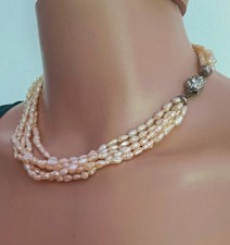 Collana girocollo perle di fiume multifilo vintage matrimonio nozze