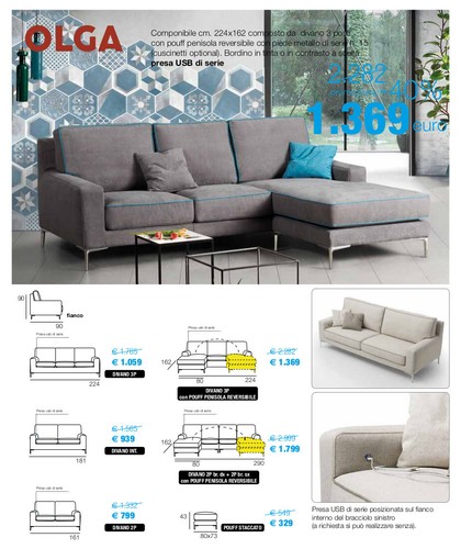 Divano componibile 224x 162 - divano,