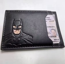 Leather Batman ID Wallet Superhero Face eyes cutout Card Holder Funny Gift