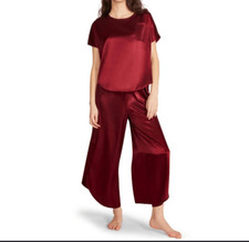 BB Dakota 2 Piece Satin Lounge Set Size XXL Maroon New