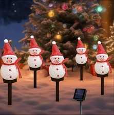 LUCI NATALIZIE CON PANNELLO SOLARE SET DI 5 LUCI GIARDINO ARREDO ESTERNO NATALE