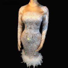 Sparkly AB Stones abito piuma
