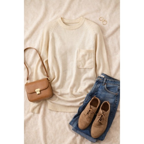 Maglione vintage panna - , tasca