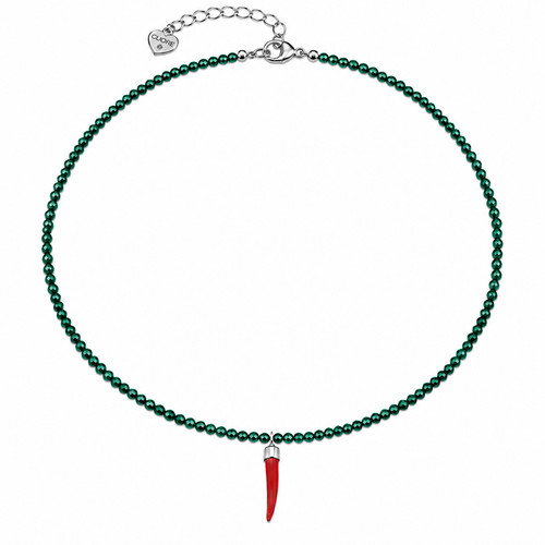 Collana malachite corno - corno, in