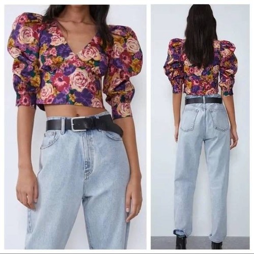 Zara crop top floreale