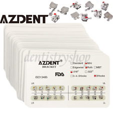 10 Confezioni AZDENT Staffe Orto Dentali Mini/Standard MBT/Roth 022/018 Ganci 3 4 5