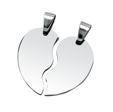 CIONDOLO Acciaio CUORE SPEZZATO personalizzato con incisione Foto e Testo