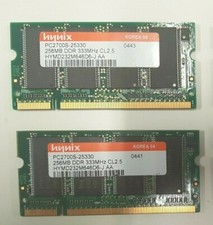 2 moduli RAM HYNIX SODIMM PC2700S-25330 256MB DDR 333MHZ CL2.5