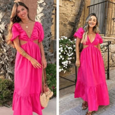 Abito fucsia zara - fucsia, popeline