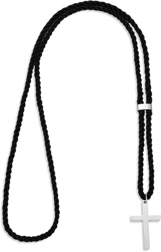 Collana croce corda nera - croce, per