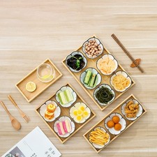  Piatti in Ceramica Vassoio Antipasti Snack Legno Piccole Piastre Di