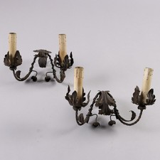 Coppia di Applique Antiche a 2 Luci Metallo Italia XX Secolo