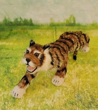 Statuina vintage in vera pelliccia di tigre in miniatura lunga 11 1/2" tassidermia