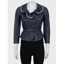 Alexander McQueen giacca pelle blu vintage taglia XS
