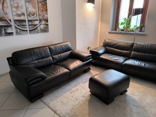 Divano in pelle nera Chateau D'Ax 175x85x75