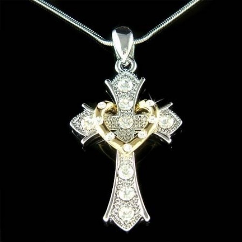 Croce cuore in - ~, swarovski