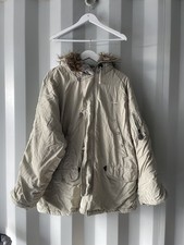 Schott N3B Arctic Down Parka Militare Uomo Taglia Xl Beige Giacca Pelliccia Caldo Invernale