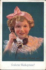 Little Girl on Old Telephone