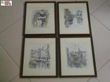 STOCK DI N 4 QUADRI CON CORNICE IN LEGNO SCURO ANTICATO