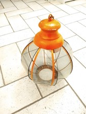 Lampadario anni '70 arancio e vetri fume', piccole parti di vernice saltata