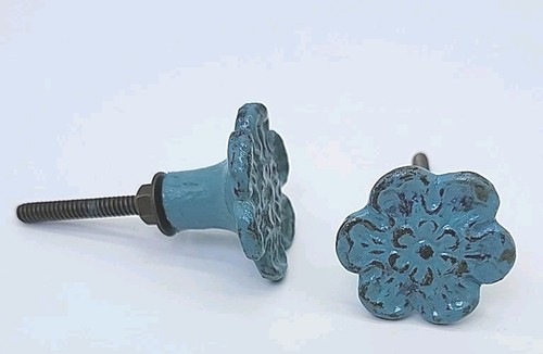 Pomelli ghisa blu fiore - 2,