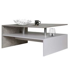 Tavolino Divano Salotto Rettangolare Design Moderno Legno MDF 2 Ripiani Bianco