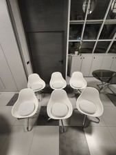 6  Sedie da pranzo girevoli bianche in stile retrò Space Age anni '60.