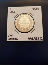 Moneta argento 2 lire San Marino 1898 FDC, silver coin