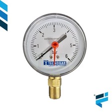 Manometro Pressione Acqua Aria 1/4 per impianti termici attacco posteriore tecno