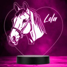 Lampada LED Testa di Cavallo & Briglia Cambio Colore Personalizzata Luce Notturna