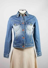 SASCH Giacca Giubotto Jeans Blu Bottoni Colorati Cotton Elastan S