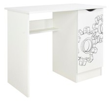 Scrivania Roma bianca in legno con mobile per bambini - motivo Macchinari 239T